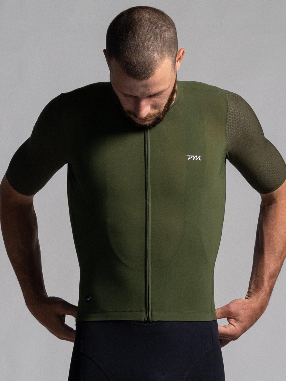 Pedal Mafia Men’s Large Olive Green Cycling Pro Jersey Aero Short Sleeve